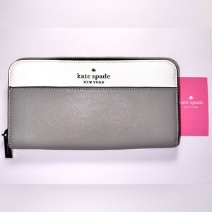 Kate Spade Saffiano Leather Large Continental Wallet with Silver Tone Hardware
